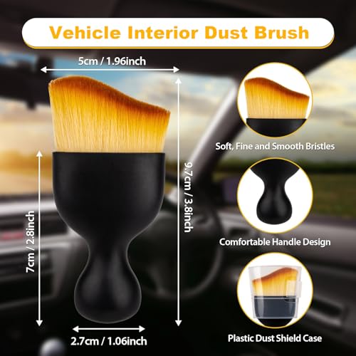 Car Detailing Brush Set, Soft Bristle Interior Cleaning Brushes for Car Dust Removal, Dashboard, Air Vent and Seat Crevice Cleaning (10Pcs With Dust Cover + 2Pcs Long Handle) - color: 10Pcs With Dust Cover + 2Pcs Long Handle