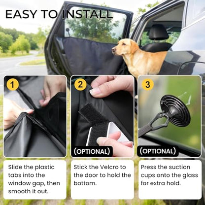 Dog Car Door Protector - Universal Fit for SUV/Sedan/Truck, Waterproof 600D Oxford Cloth Car Door Covers for Pet, Protects Vehicle Doors from Scratching, Drool & Dirt (Black)