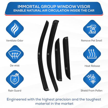 IG Window Visors Fit for 2005-2016 Nissan Xterra, Out-Channel Rain Guards Vent Wind Deflectors 4PC, Car Accessories for 05-16 Xterra - size: 2005-2016 Xterra
