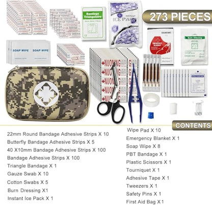Car-Home Survival First-Aid Kit Emergency-Kit - Camouflage 277Pcs Equipment Travel Supplies Home Camping Hiking YIDERBO - style: 278Pcs-Pink