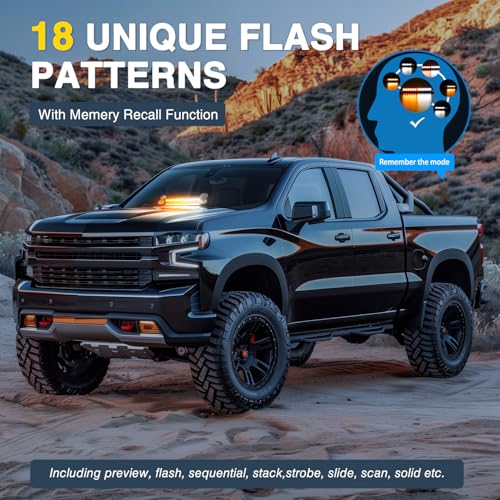Nilight 12LED Traffic Advisor Strobe Light Bar Amber White Emergency Warning Hazard Safety Dash Front/Rear Windshield Flashing Lights for Cars Trucks Police Firefighter Plow Construction Vehicles - color: Amber White