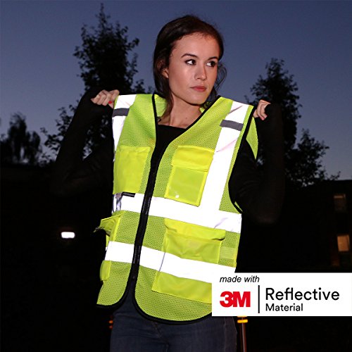 Salzmann Mesh Safety Vest | Hi Vis Multi Pocket Reflective Vest | 4 Colors – 5 Sizes | Made with 3M Reflective Material - color: Yellow Mesh, size: 4X-Large-5X-Large