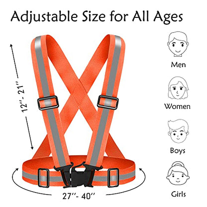 High Visibility Reflective Vest Safety Vest Running Reflective Gear Adjustable Reflective Vest for Walking,Jogging,Hiking,Night Cycling - color: Orange