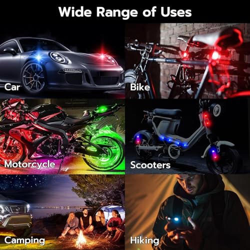 Mcbazel 4 Pcs Wireless Rechargeable Magnetic LED Strobe Lights, 8-Colors USB Waterproof Anti-Collision LED Car Flashing Warning Light with Remote Control for Cars, RC Cars, Bikes, Motorcycles