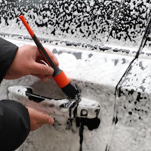 SPTA Car Detailing Brush Set, 5 Pack V2.0 Soft Boar Hair Auto Detail Brush Kit with Drill Adapter, for Automotive Interior Exterior Dashboard Engine Bay Seat Leather, Can be Used in Electric Drills - color: 5pcs Car Detailing Brush Set With Adapter