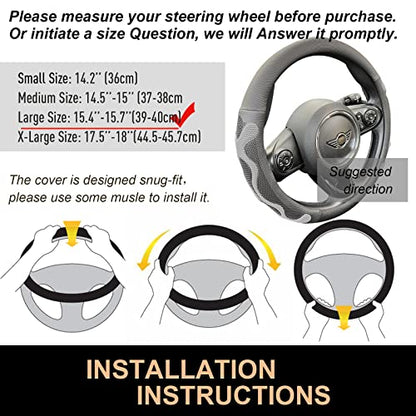 PINCTROT Large Size Comfy Grip Steering Wheel Cover, Anti-Slip Design, 15.5-15.75 Inch(Silicone Gray) - color: 4.Gray, size: Large Size[15 1/2''-15 3/4'']