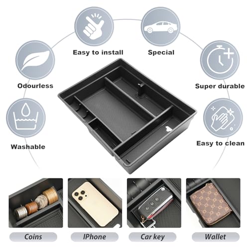 SKTU for 2021-2024 Nissan Armada/ 2022 2023 2024 Infiniti QX80 Center Console Organizer 2024 QX80/ 2024 Armada Console Tray 2023 2024 Armada Accessories (Front Driver's Row) - color: 2021-2024 Armada / 2022-2024 QX80 B