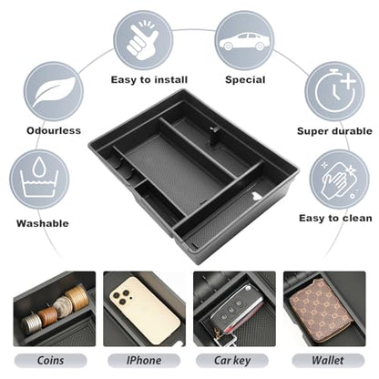 SKTU for 2021-2024 Nissan Armada/ 2022 2023 2024 Infiniti QX80 Center Console Organizer 2024 QX80/ 2024 Armada Console Tray 2023 2024 Armada Accessories (Front Driver's Row) - color: 2021-2024 Armada / 2022-2024 QX80 B