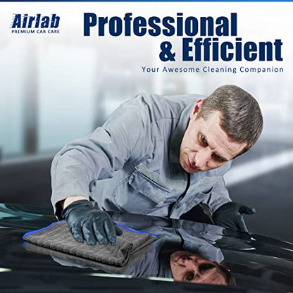 Airlab Microfiber Towels for Cars Wash Drying Auto Detailing, Highly Absorbent, Lint-Free, Streak-Free, All-Purpose Cleaning Cloths for Household, 16" x 16", Pack of 8, Grey - color: Dark Grey, Pack of 8
