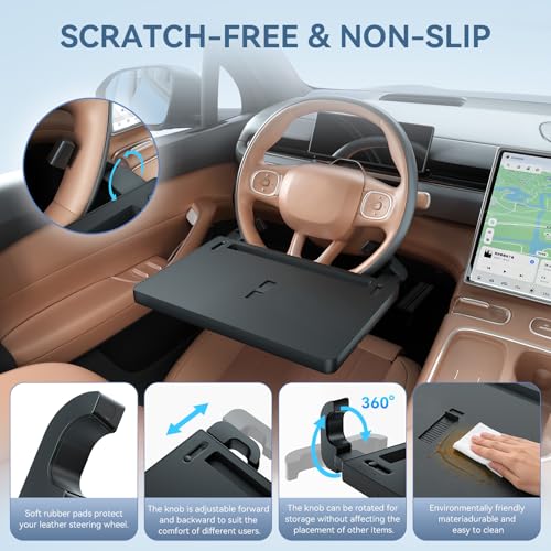 Extendable Steering Wheel Tray Desk for Laptop & Tablet, Adjustable Car Dining Table with Locking Clip Support, Portable Wheel Desk for Eating, Working, Travel - size: Extendable Steering Wheel Tray