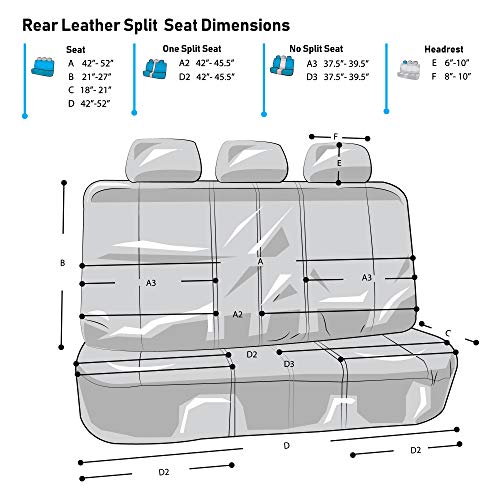 FH Group Car Seat Covers Rome PU Leather Split Bench Seat Covers w. 3 Headrests - Fit Most Car, Truck, SUV, or Van (Solid Gray) PU009013 - color: Gray, size: Rear Set