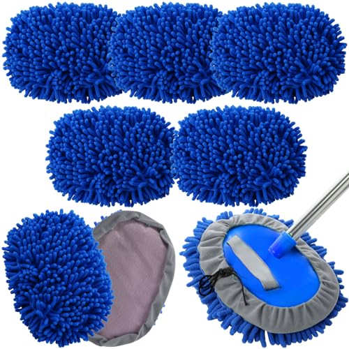 Layhit 5 Pcs Car Wash Mitt Set, Brush Not Included, Microfiber Mitt Cleaning Car Truck Washing Tools Kit RV Pickup Chenille Scratch Replacement (Royal Blue) - color: Royal Blue