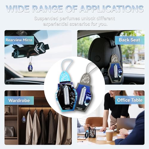 Car Air Freshener Hanging Clips 3 Pack 5ml Each Up to 135 Days Long Lasting Scent Odor Eliminator Hanging Car Air Freshener for Men Women(Crystal Ice)
