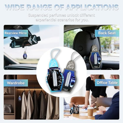 Car Air Freshener Hanging Clips 3 Pack 5ml Each Up to 135 Days Long Lasting Scent Odor Eliminator Hanging Car Air Freshener for Men Women(Crystal Ice)