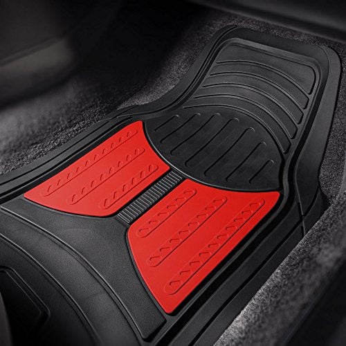 FH Group Monster Eye Full Set Rubber Floor Mats w. Trimmable Vinyl Trunk Liner/Cargo Mat Black- Fit Most Car, Truck, SUV, or Van (Red/Black) F11313- F16403 - color: Red, style: Floor Mat + Cargo Mat Set