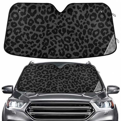 Windshield Sun Shade Dark Gray Leopard Cheetah Print Ram Front Window Block UV Shades Visor Reflective Retractable for Car SUV Trucks - color: B012