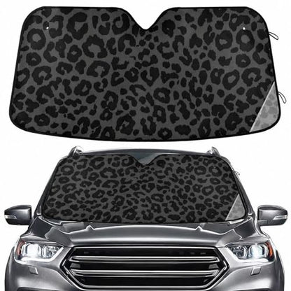 Windshield Sun Shade Dark Gray Leopard Cheetah Print Ram Front Window Block UV Shades Visor Reflective Retractable for Car SUV Trucks - color: B012
