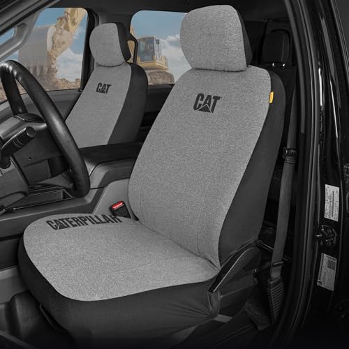 Cat CozyBlend Car Seat Covers, Gray Heather - Premium Jersey Fabric Seat Covers for Cars Trucks SUV, Breathable Cotton Car Seat Covers Front Seats Only, Universal Fit Automotive Interior Covers - color: Gray