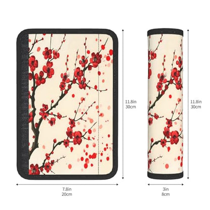 Seat Belt Cover Pad Red Japanese Cherry Blossom Flower Soft Safety Car Automotive Seat Belt Pads Cushion Shoulder Strap Covers for Cars or Bags, 2 Pcs - color: Red Japanese Cherry Blossom Flower