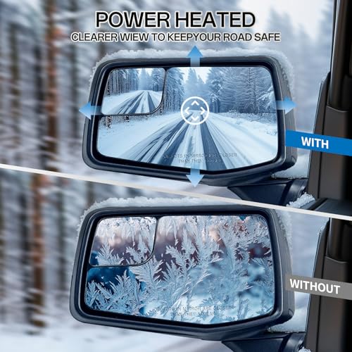 Driver Left Side Door Mirror for 2019-2024 Chevy Silverado 1500, with Heated Power Glass Manual Folding Convex Blind Spot Glass, Replace#GM1320583(5 Pins） - size: Left