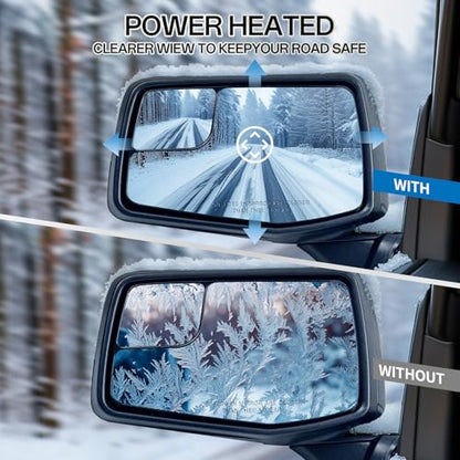 Driver Left Side Door Mirror for 2019-2024 Chevy Silverado 1500, with Heated Power Glass Manual Folding Convex Blind Spot Glass, Replace#GM1320583(5 Pins） - size: Left