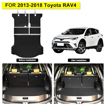 Cargo Mat with Backrest Protection for 2013-2017 2018 Toyota RAV4, TPE All Weather Protection Cargo Liner with Velcro Rear Seats Backrest car Accessories-Black - size: For 2013-18 RAV4 2-ni-1 cargo mat