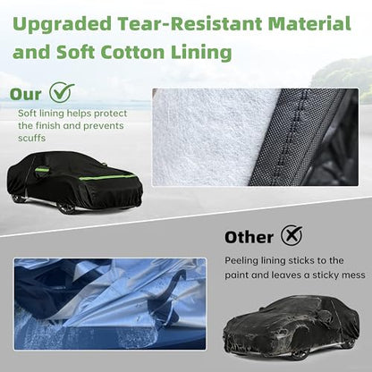 Car Cover for Dodge Charger 2006-2026, Custom Fit Waterproof All-Weather Full Car Cover for SXT, R/T, Scat Pack, Windproof Outdoor Full Cover with Driver-Side Zippered Door, UV-Resistant and Dustproof - size: for Dodge Charger