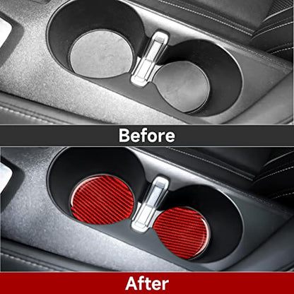 Car Water Cup Holder Sticker Carbon Fiber Decal Interior Trim Cover for Chevrolet Camaro ZL1 2016 2017 2018 2019 2020 2021 2022 2023 - color: Cup Holder