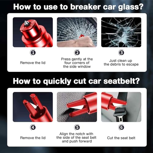 MOTORBUDDY Window Breaker Seatbelt Cutter, Car Window Breaker Tool, Emergency Glass Breaker and Auto Escape Tool，Car Accessories for Women - color: Red （1 pack)