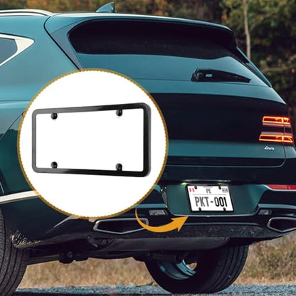 Clear License Plate Covers, 2 Pack Unbreakable Car Tag Frame Protector with Screws Caps and Rattle Proof Pads, Standard US Plates Protective Shield(Style:Black Frame) - style: Black Frame