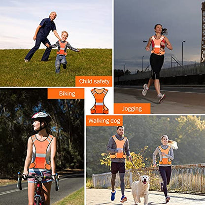 TCCFCCT Reflective Running Vest, High Visibility Running Gear with Large Pocket - color: 2 Pack Mesh Orange