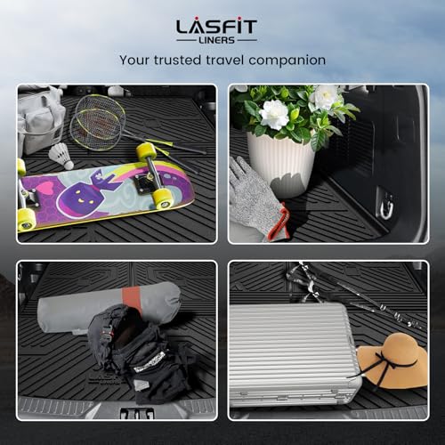 LASFIT Cargo Mat for Ford Explorer 2020-2025 2026 Trunk & Backrest Liner, Custom Fit All Weather Protector Split Design Easy Installation Trunk with Seatback Mat Accessories, 1pc Black - style: 3) Explorer 6&7 Seats| 20-26 | Cargo&Seatback