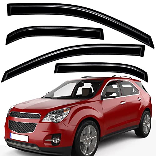 Lightronic Extra Durable Outside-Mount Auto Vent Window Visor, Fits 2010-2017 Chevrolet Equinox, UV Protection Rain Guard, Original Wind Deflector, No-Drill Easy Install, Dark Smoke, 4-Pcs - size: Outside Mount