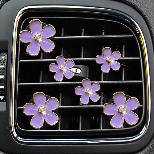 6pcs Colorful Daisy Flower Car Air Vent Clips, Car Air Outlet Freshener Clip for Auto Interior Decoration Accessories (Purple) - color: Purple