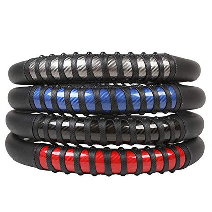 West Llama Microfiber Leather Car Steering Wheel Cover for Men Women,Universal Fit 14.5-15 inch(Leather Nails-Red+Black-Standard Size) - color: C-Red+Black, size: Standard size (14 ½''-15'')