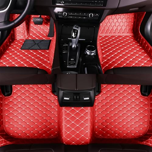Car Floor Mats Fit for Nissan Kicks 2022-2025,Waterproof Floor Mats,Full Coverage Luxury Floor Mat,Durable All-Weather Car Floor Mats.(Red with Beige Lines) - color: Red With Beige Lines