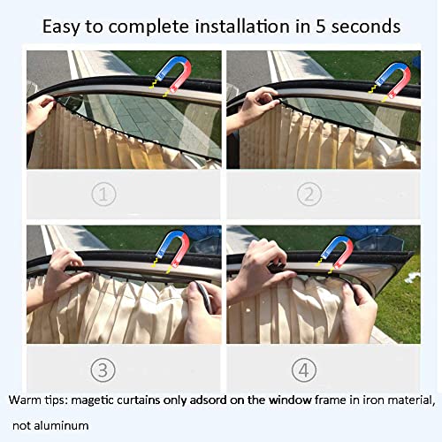 ZATOOTO Car Side Window Sun Shade - 2 Pcs Beige Magnetic Privacy Sunshades - Curtain Keeps Cooler Screen for Baby Sleeping - color: Beige Faux Silk Louvered–Rear 2PCS