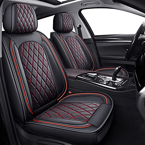 MIROZO Front Seat Covers,2PCS Car Seat Covers Red Waterproof Seat Protector Automotive Vehicle Cushion Cover Universal Fit for Most Sedan, Truck and SUV (Black and Red) - color: Black Red, size: 2PCS Front