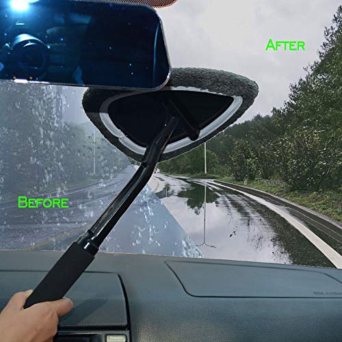 Windshield Cleaning Tool Car Window Cleaner Wand Glass Microfiber Brush With Softy Thicker Cloth 2 Times Bigger Pad, Come With Mini Spray Bottle Kit