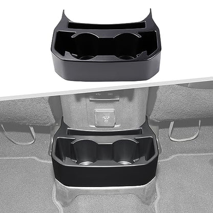 Jimen for JL Rear Cup Holder, Dual Extra Cup Holder Organizer Tray Drink Holder for Back Seat Compatible with Jeep Wrangler JL JLU & Gladiator JT 2018-2025