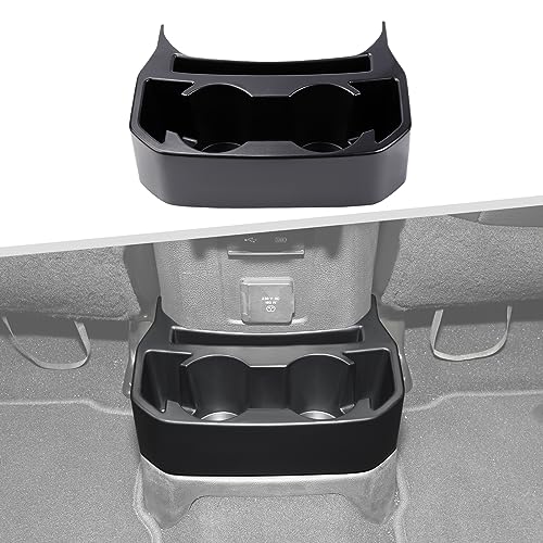 Jimen for JL Rear Cup Holder, Dual Extra Cup Holder Organizer Tray Drink Holder for Back Seat Compatible with Jeep Wrangler JL JLU & Gladiator JT 2018-2025