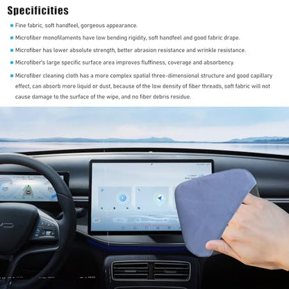Ohleats Car Screen Cleaner, Microfiber Auto Screen Cleaning Pad, Foldable Touch Screen Cleaner Cloth for Vehicle Dashboard LCD Display, Interior Car Accessories - color: Blue&Gray,1Pcs