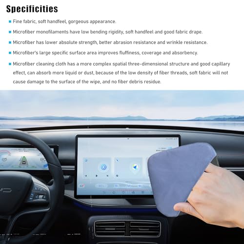 Ohleats Car Screen Cleaner, Microfiber Auto Screen Cleaning Pad, Foldable Touch Screen Cleaner Cloth for Vehicle Dashboard LCD Display, Interior Car Accessories - color: Blue&Gray,2Pcs