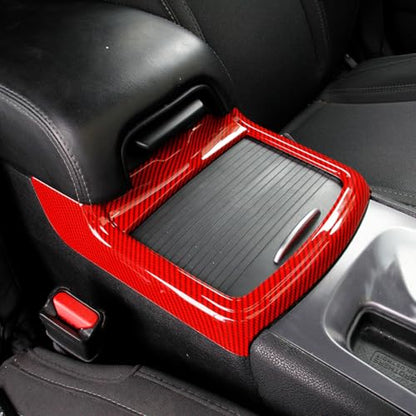 crosselec Carbon Fiber Central Control AC Switch Gear Shift Panel Cover Trim for Dodge Charger 2015-2022 (Red Carbon Fiber-Center Control) - color: Red carbon fiber-center control