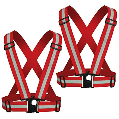 Reflective Vest, High Visibility Safety Vest Straps Reflective Gear for Night Running Walking Cycling for Men Women Kids - color: Red