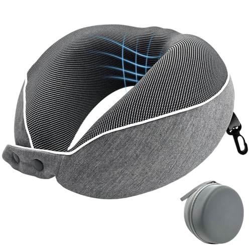 Memory Foam Travel Pillow,U-Shaped Neck Pillow for Sleeping Airplane and Car, with Portable Storage Case, Soft & Breathable, Provides Head & Neck Support - color: Grey