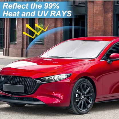 Custom Fit Mazda 3 Windshield Sunshade for Mazda 3 Accessories 2019-2024 2025 2026 Hatchback/Sedan Accessories Front Window Shades Cover for Windshield Sun Visor Protector Keep Car Cooler - size: Fit Mazda 3 19-26