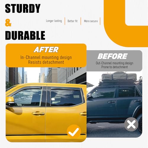 in-Channel Window Rain Guards Deflectors Fit for 2022-2025 Toyota Tundra CrewMax Cab Truck Window Wind Vent Visors Deflector Accessories 4Pcs