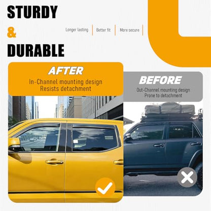 in-Channel Window Rain Guards Deflectors Fit for 2022-2025 Toyota Tundra CrewMax Cab Truck Window Wind Vent Visors Deflector Accessories 4Pcs