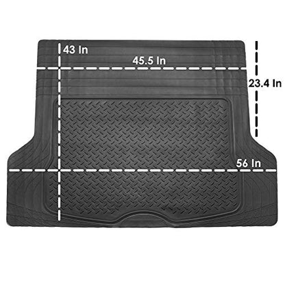 FH Group Climaproof™ Trimmable Non-Slip Vinyl Floor Mats 3 Row Set - Universal Fit for Cars Trucks and SUVs (Black) F11306 + F16400 - color: Black, style: 3 Row Set + Cargo